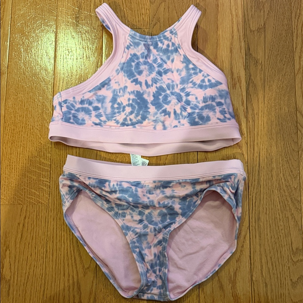 Athleta Kids Tie-Dye swim Set - Pink and Blue